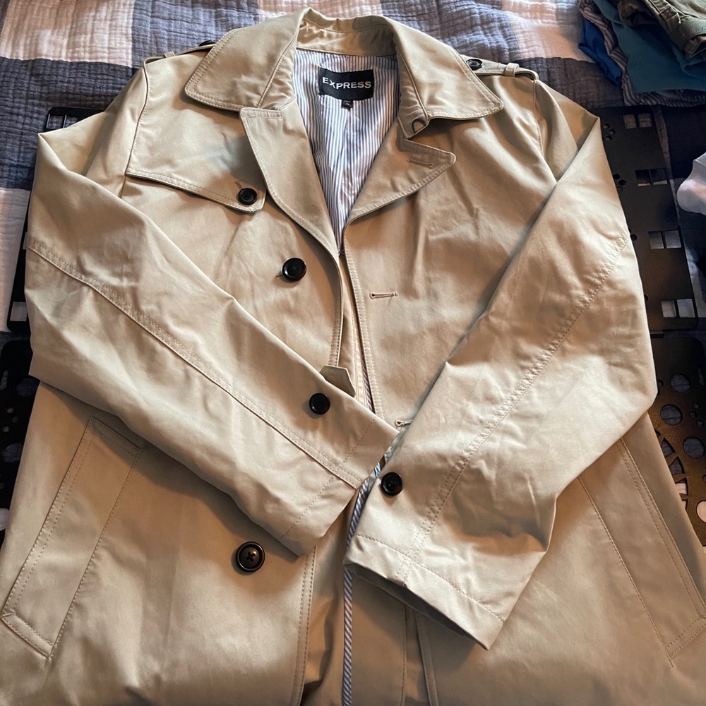 Express Mens Tan Trench Coat Type Jacket